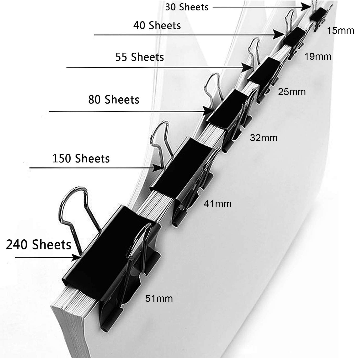 Bambalio Binder Clips 25Mm Black Set Of 6 Dozen (72 Pieces) 25