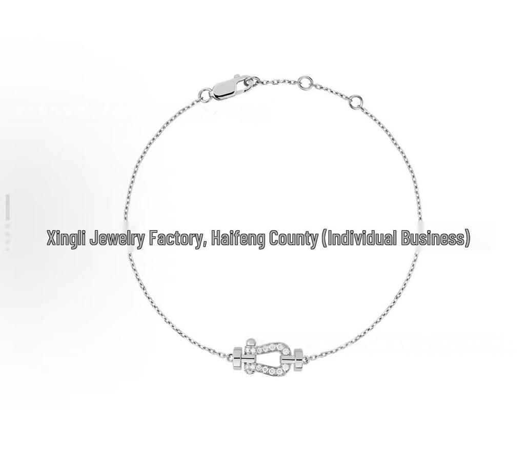 Fred Horseshoe Pendant Necklace In 18K Rose Gold, Full Diamond Clavicle Chain for Women