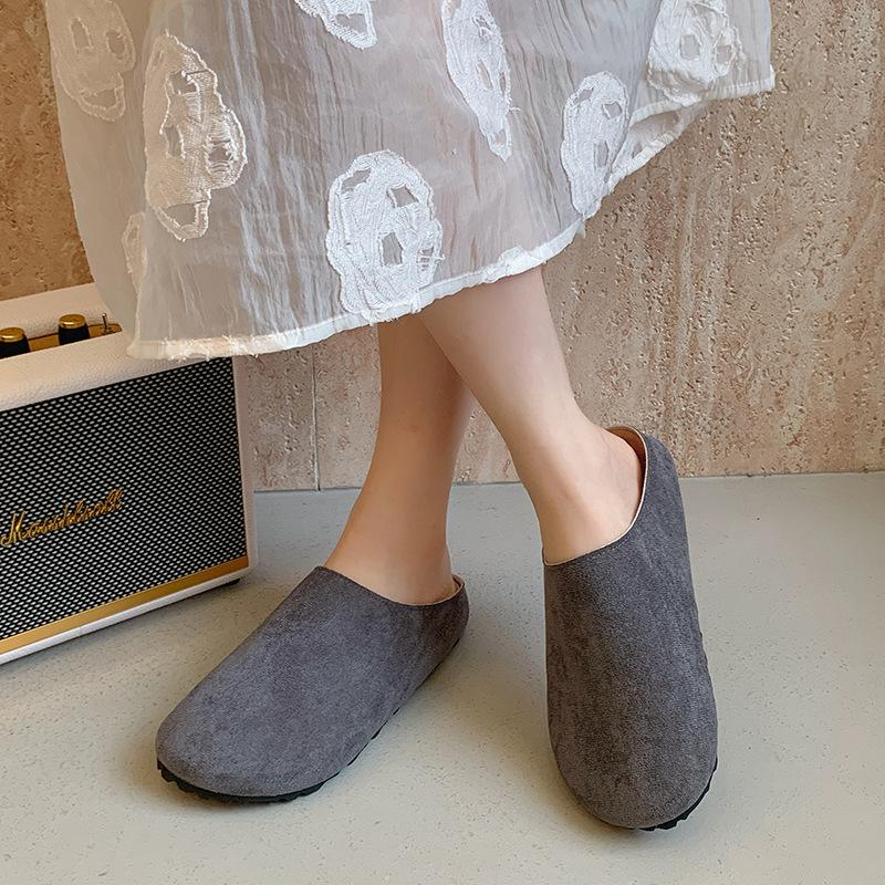 

Platform Birkenstock shoes bag head half slippers women s summer wear 2025 spring and autumn new pregnant women retro ugly cute half tray 40 серый