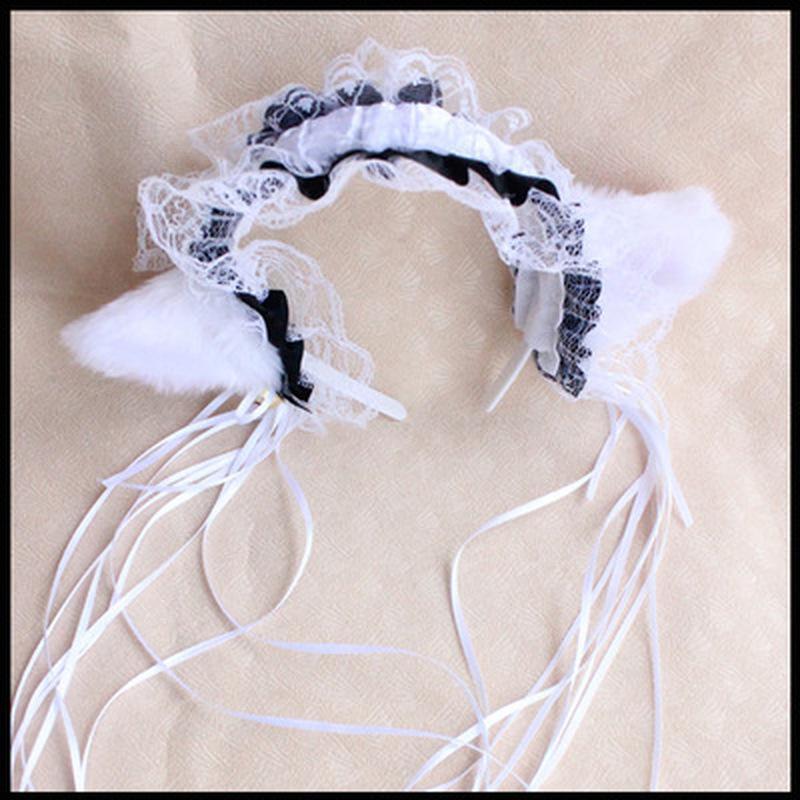 

Ободок с кружевами и меховыми ушками