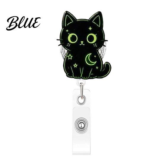 Student Id Card Protector Halloween Black Cat Pumpkin Badge Reel Retractable with 360 Degree Rotating Clip Funny Ghost Holder Acrylic Decorative
