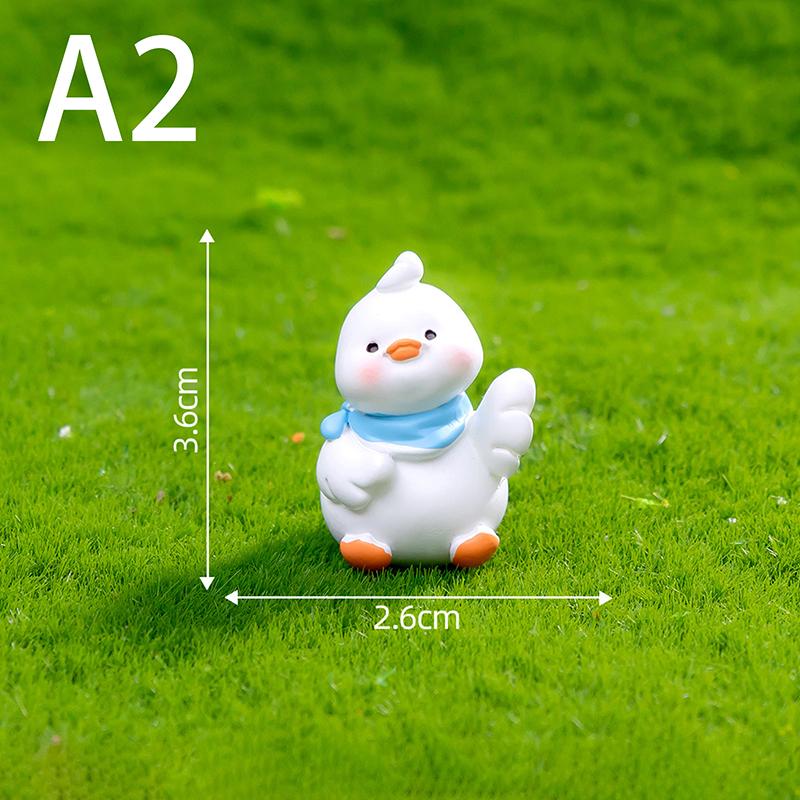 Figurines Miniatures Cute White Yellow Duck Animal Micro Landscape Ornaments For Home Decorations Room Decor Accessories