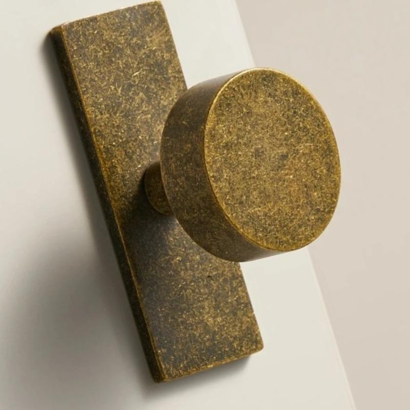 Brass Solid Brass with Vintage Treatment Round Decorative Bottom Board Cabinet Furniture Doors Knobs