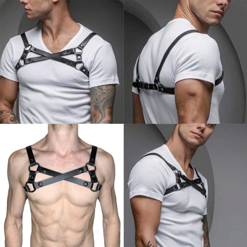 Sexy Punk Chest Harness Belt, Sex Restrain Chest Bandage Adjustable Chest Belt with Buckle Rings for Nightclub Cosplay