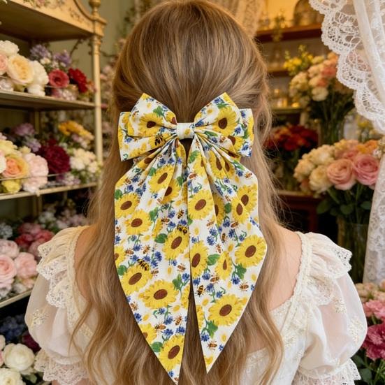 Damen Haarspange Biene Blume Schleife Dekor Haarspange Feder Metallclip Seitenclip Party Ausflug Halbhochgestecktes Haaraccessoire
