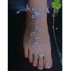 Women Lucky Clover Rhinestone Anklet Barefoot Sandals Beach Foot Chain Jewelry Accessory Circumference 8+4cm