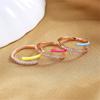 Cute Female Green Yellow Pink Enamel Rose Gold Color Wedding Rings Promise Open Adjustable Engagement  For Women