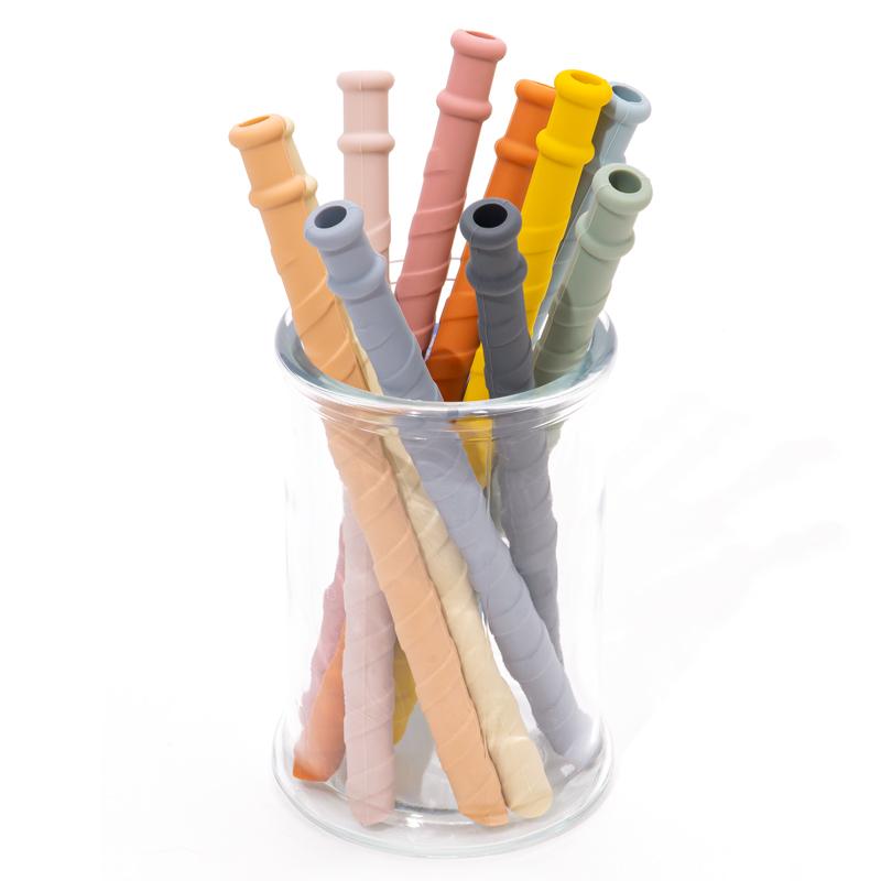 New BPA Free Reusable Soft Silicone Drinking StrawsTeething Infant Chewing Toy Long Flexible Straws For Feeding Cup Baby Stuff