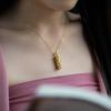 Longteng Four Seas Necklace Ancient Gold Dragon Pattern Pendant Necklace Female Retro Engraved Metal Chain Clavicle Chain Advanced Sense