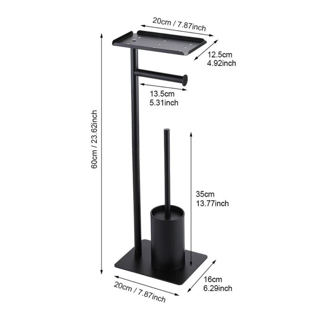 Avec Plateau Porte-rouleau de Papier Toilette sur Pied Support Brosse de Toilette Amovible Rangement Maison