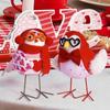 Valentine's Day Bird Doll with Heart, Glasses, Scarf, and Hat - Cute Qixi Festival Ornament