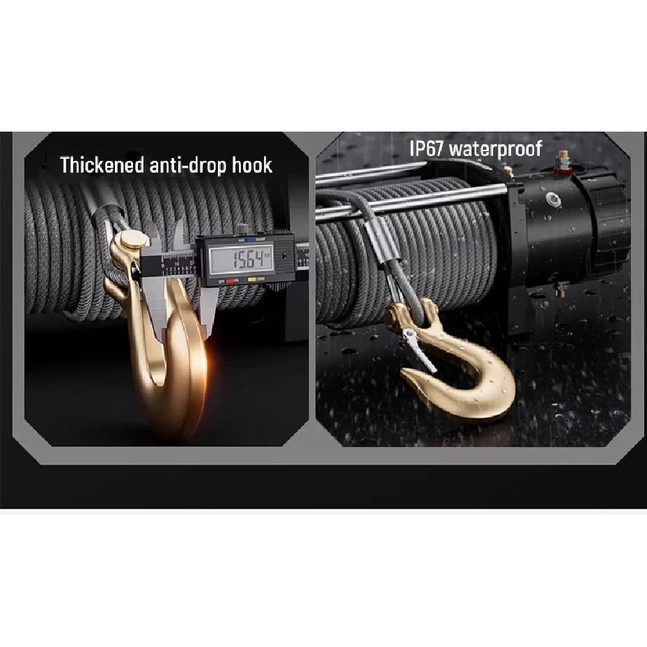12V 24V Portable Electric Winch Steel Cable Winch 3000lb Power Winch ATV Trailer Winch for off-road Vehicle Recovery Boat