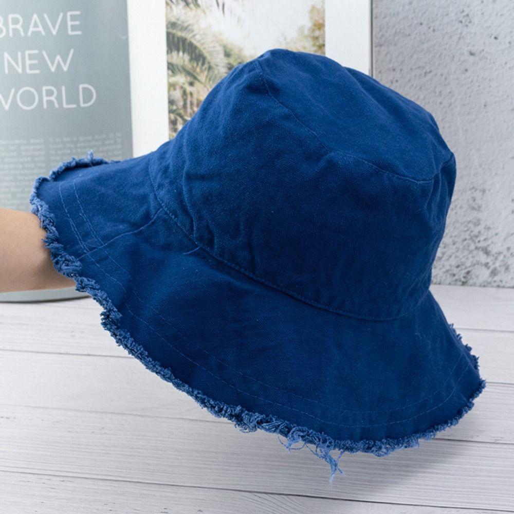 Cotton Bucket Hat UV-Protection Fishing Cap Travel Outdoor Beach Hat  Women Men