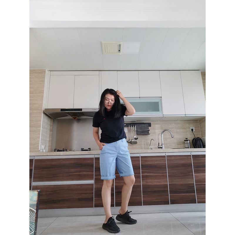 

Export USA off for 2 Pieces Summer Thin Couple Multi-Color High Waist Elastic Comfortable plus Size Casual Loose Short-Length Pants Youpin NYDJ Four-point Casual Pants-Blue 12R