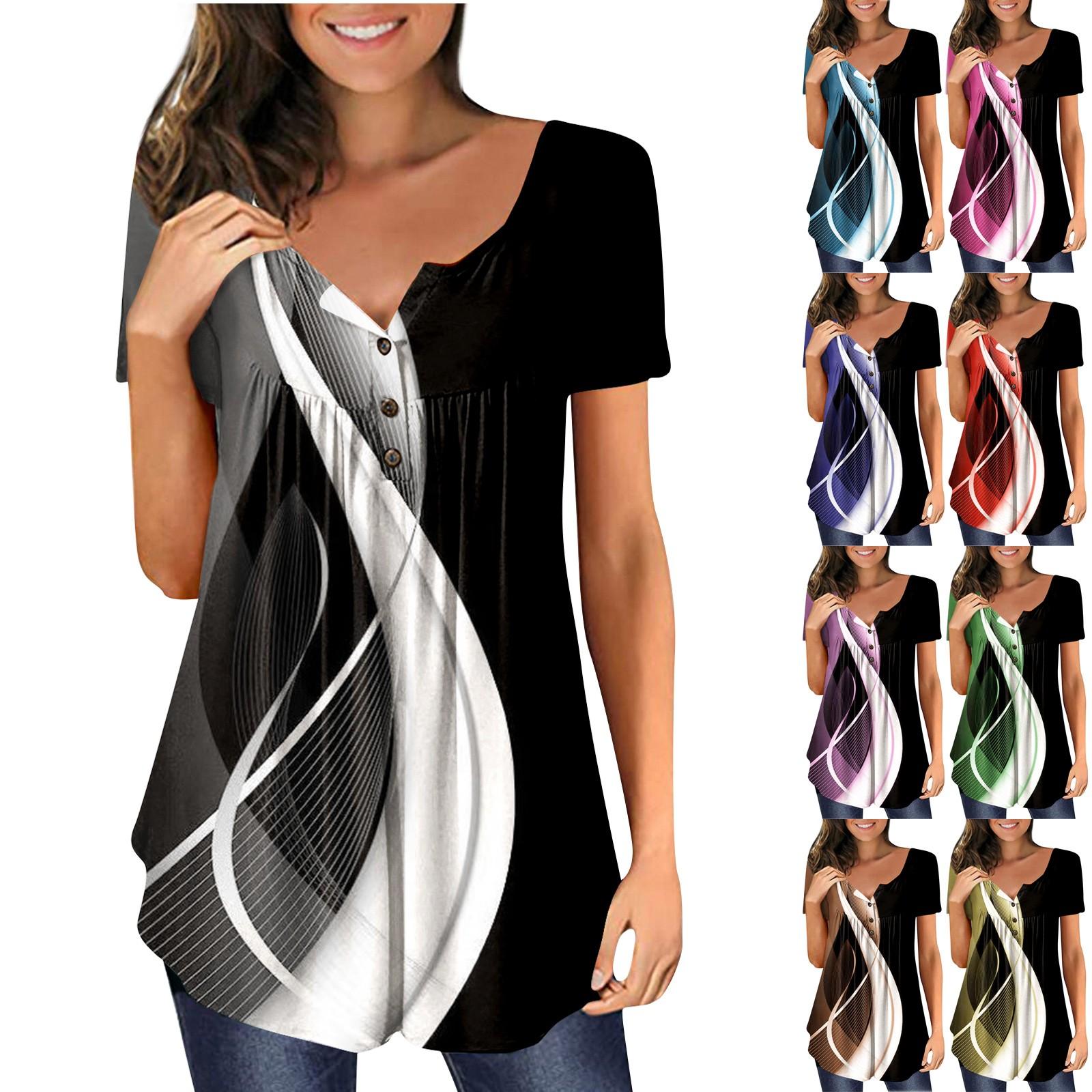 

Женская модная повседневная свободная футболка с коротким рукавом и круглым вырезом с принтом