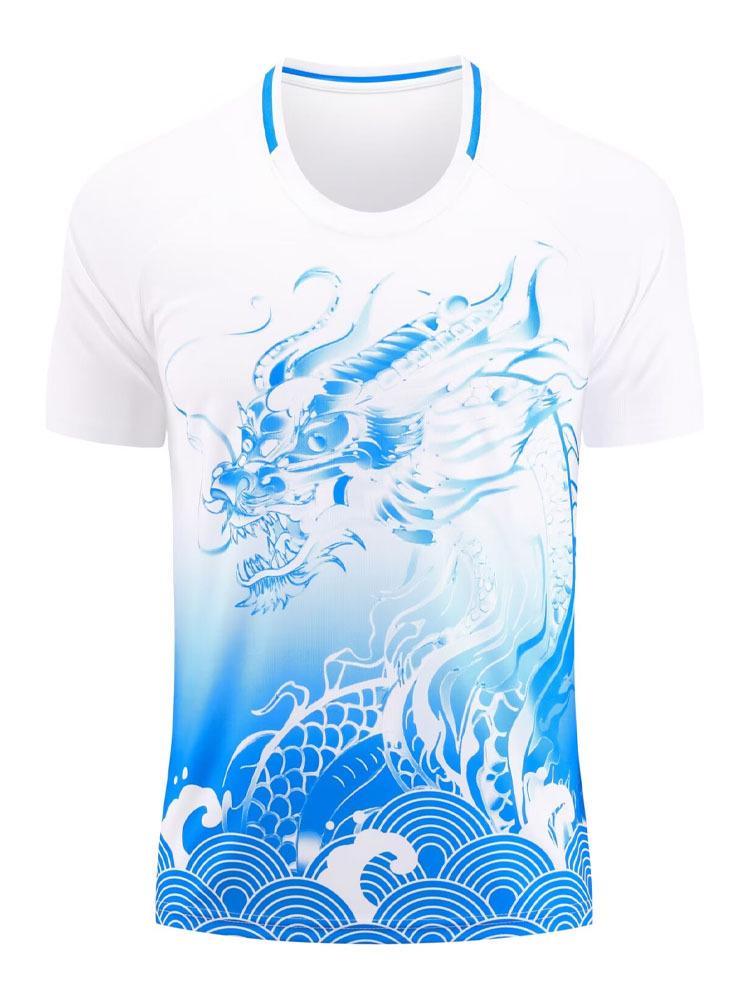 

Dragon Pattern Training Suit - Short Sleeve Team Uniform for Dragon Boat Races and Summer Football Matches. 4XL