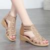 Soft Leather Roman Sandals for Women with Soft Soles, Mom's Shoes for Wearing As Outerwear, Women's Sandals with Wedge Heels, Women's Shoes