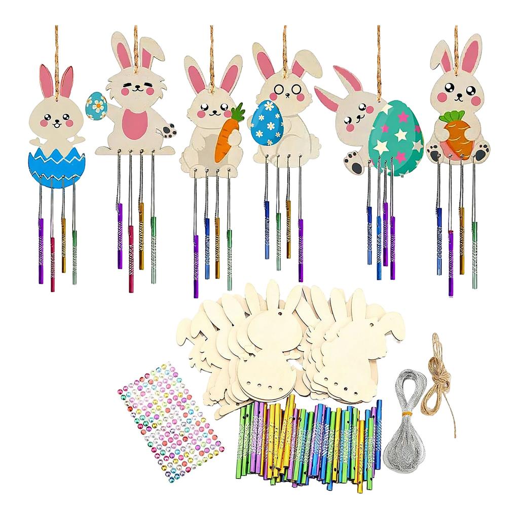 1set Easter Bunny Wind Chimes Craft Kit Chimes For Decorative For Spring Decor And Creative Family Fun 5ml