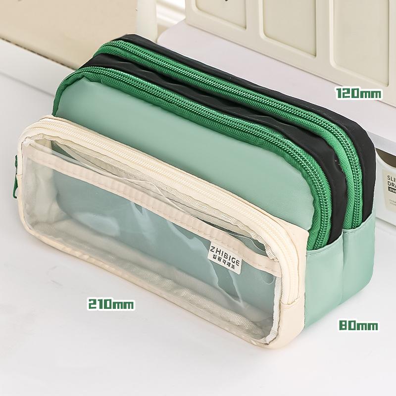 3 Compartments Pencil Bag Large Capacity Pen Pouch Desk Organizer School Supplies Home Office Stationery Storage Bag