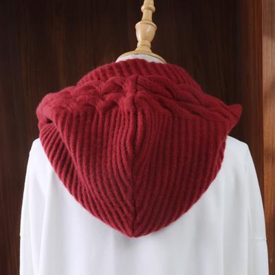 100%Wool Hooded Scarf Hat Women Winter Soft Warm Ear Face Protect Balaclava Scarves Beanies Men Korea Fashion Wollen Neck Warmer
