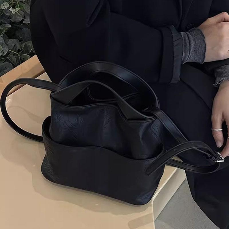 Weiche Ledertaschen für Damen vielseitige Schultertaschen einfache Umhängetasche Retro und lässig pendelnd