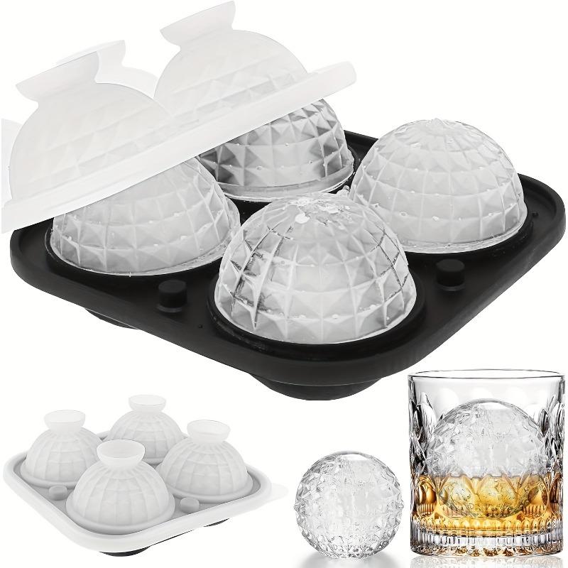 Large Ice Cube Tray, 4Pack Sphere Ice Cube Mold  Leak-free Round Ice Cube Mold, Easy Fill & Release Ice Ball Maker for Whiskey