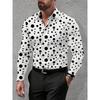 Men's Button Down Casual Shirt with Spring and Summer Floral Print Long Sleeved Shirt for Daily Fashion and Comfort