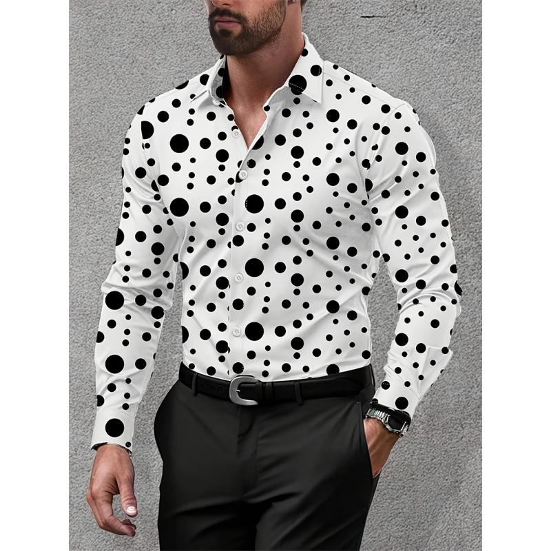 Men's Button Down Casual Shirt with Spring and Summer Floral Print Long Sleeved Shirt for Daily Fashion and Comfort
