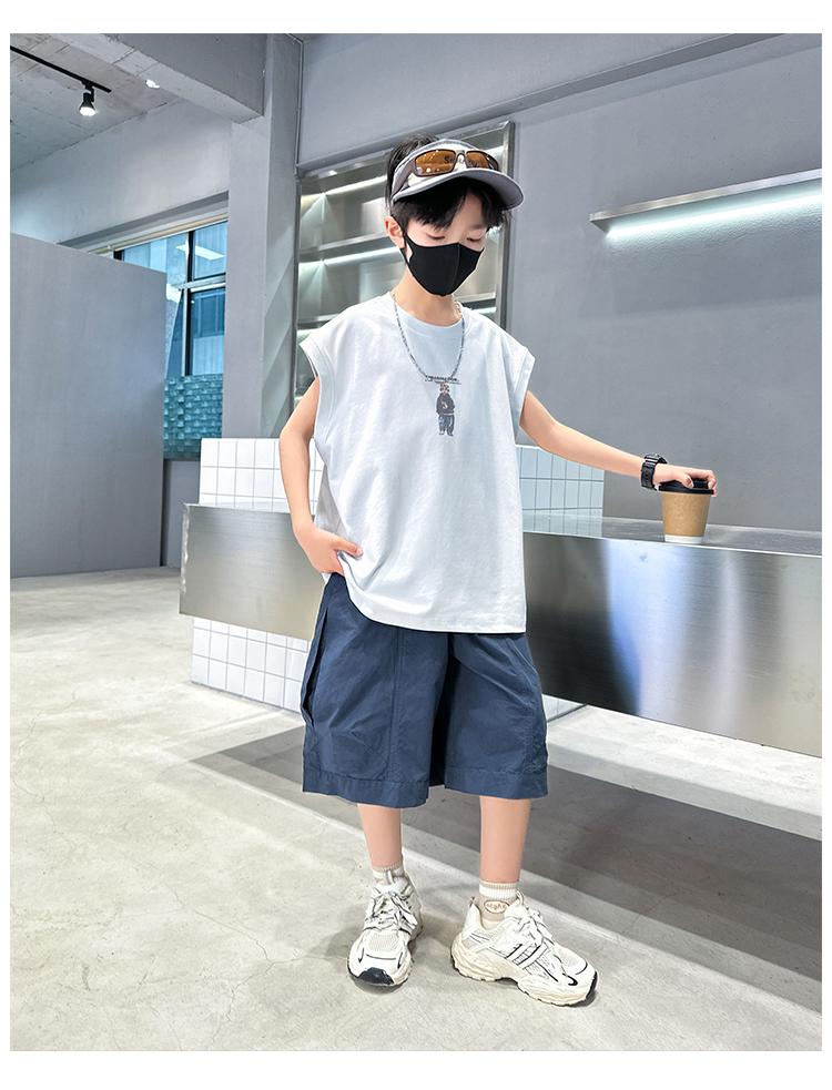 Children's clothing boys' summer sleeveless set 2026 new summer mid size children's sports vest summer style cool and fashionable