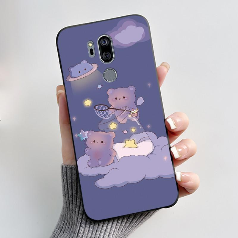 Cute Case For LG G7 thinQ Capa Coque Printing Shell Protective Cover For LG G7thinQ Fundas Soft Silicone Cartoon Black Casing