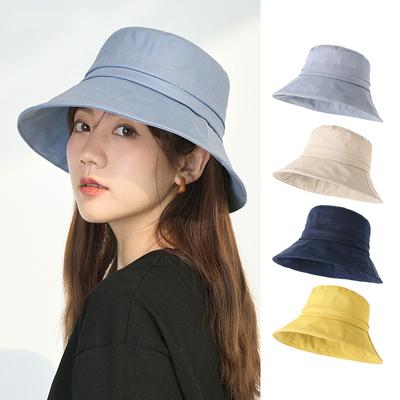 Sommer-Bob-Panama-Hut mit breiter Krempe, verstellbar, Baumwolle, UV-Schutz, Fischerkappe, Unisex, einfarbig, für Erwachsene, lässig, Frühling