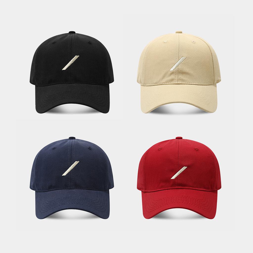 Spring and summer simple diagonal rod embroidery baseball cap female tide shows small face outdoor sun hat male soft top cap
