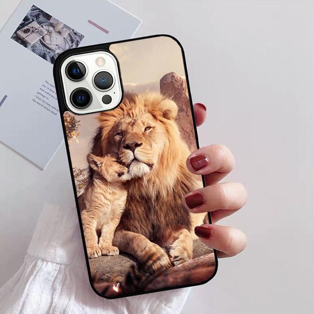 Lion Alpha Male Cub Phone Case for iPhone 11 12 13 14 Pro Max mini XR XS SE 2020 6 7 8 Plus Samsung S21 S22 Coque Fundas