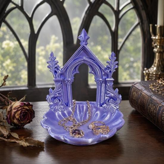 Pearlescent Jewelry Holder Texture Tray, Gothic Retro Arch Design Organizer, Tray 3D Printed Storage Box for Rings Earrings Bracelets Multi-color