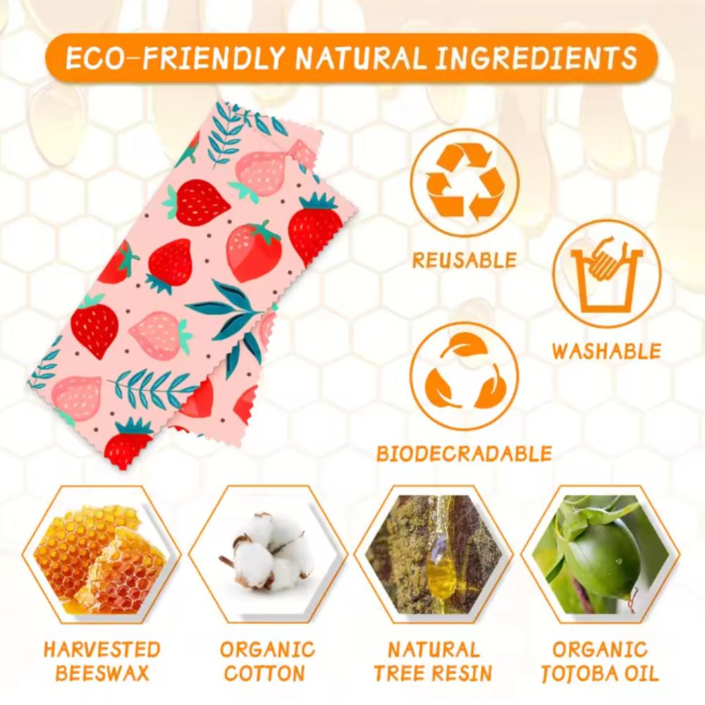 Wiederverwendbare Aufbewahrungsfolie aus nachhaltigem Bio-Lebensmittelpapier für Obst, Gemüse und Käse, BPA- und plastikfreie Lebensmittelfolie aus Bienenwachs