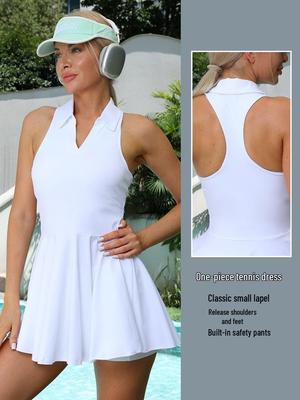 Lulu Tennis Skirt Set for Women with Chest Pads – Ideal for Tennis, Badminton, Yoga, and Outdoor Sports.