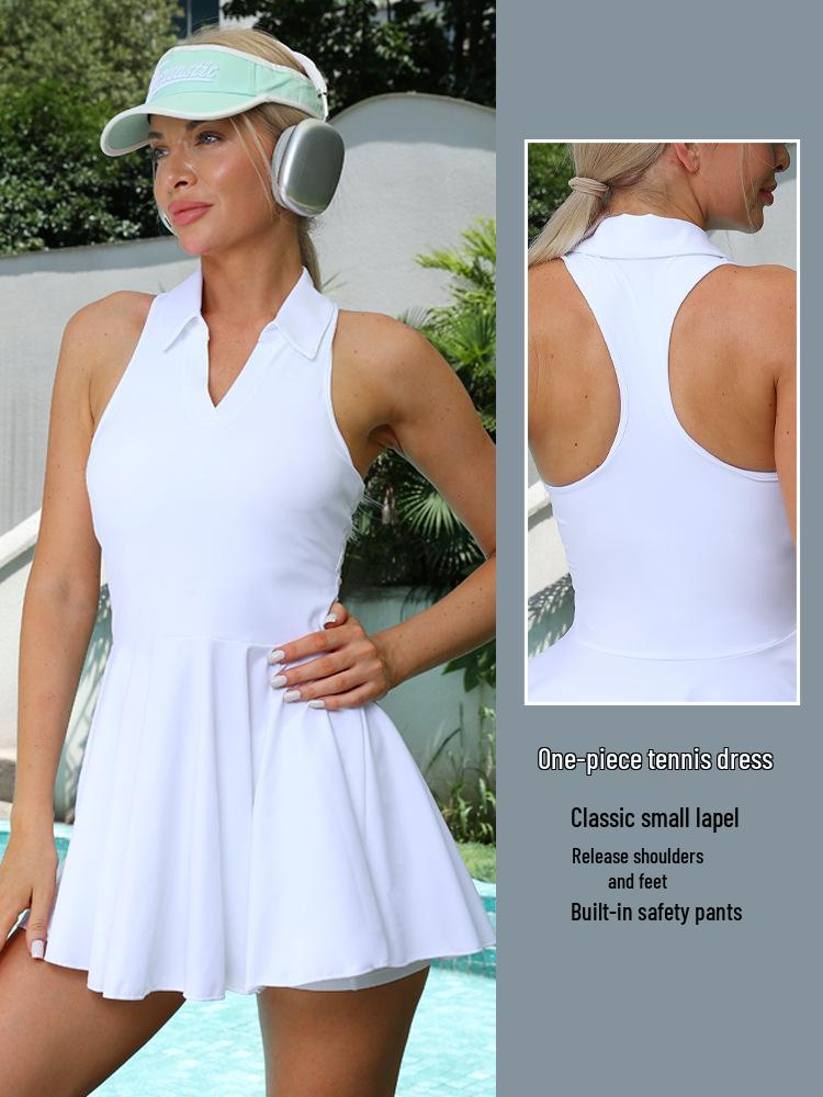 Lulu Tennis Skirt Set for Women with Chest Pads – Ideal for Tennis, Badminton, Yoga, and Outdoor Sports.
