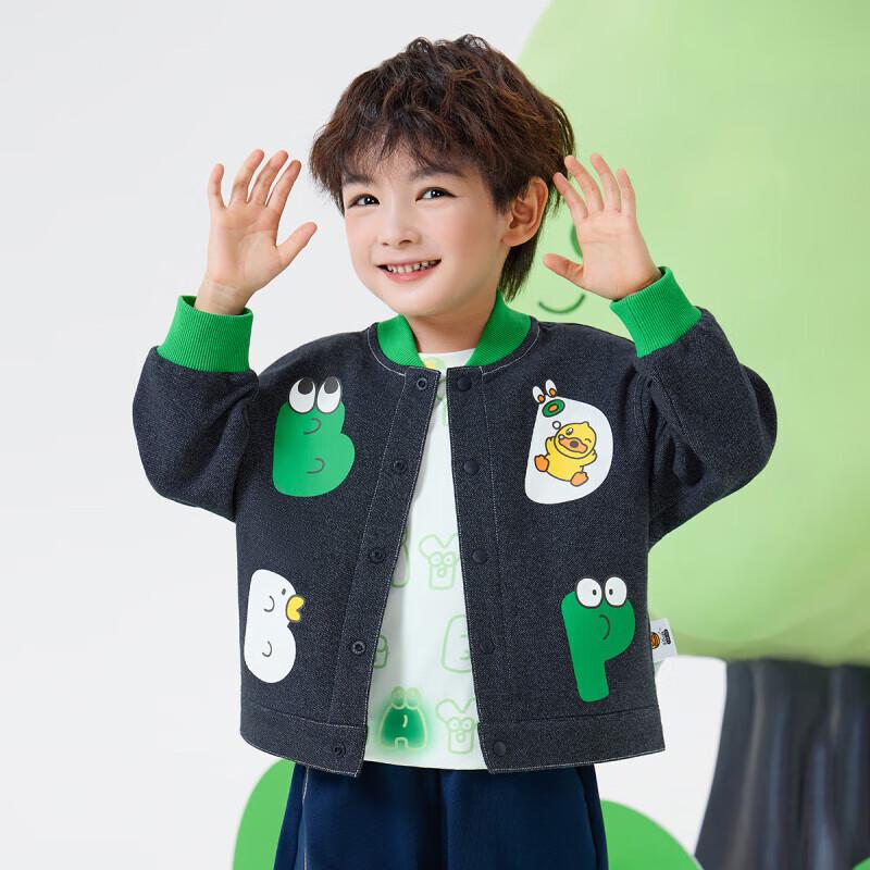 

B.Duck Kids Denim Baseball Collar Long-Sleeve Top 120cm