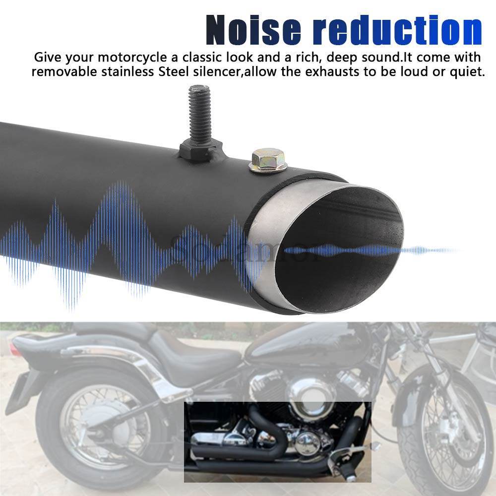 Motorcycle Part Exhaust Pipes Mufflers Steel Pipes Stainless Black For Yamaha Dragstar 650 400 V-Star 650 XVS650 XVS400