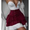 European and American Bows Slim Splicing Long-sleeved Tops High-waisted Short Skirts Strap Splicing Women's Skirts