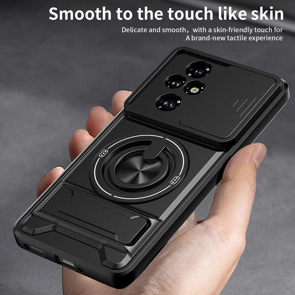 KEYSION Magnetic Phone Case for HONOR 200 Pro 5G Slide Camera Lens Protection Upright Kickstand 360° Ring Shockproof Back Cover