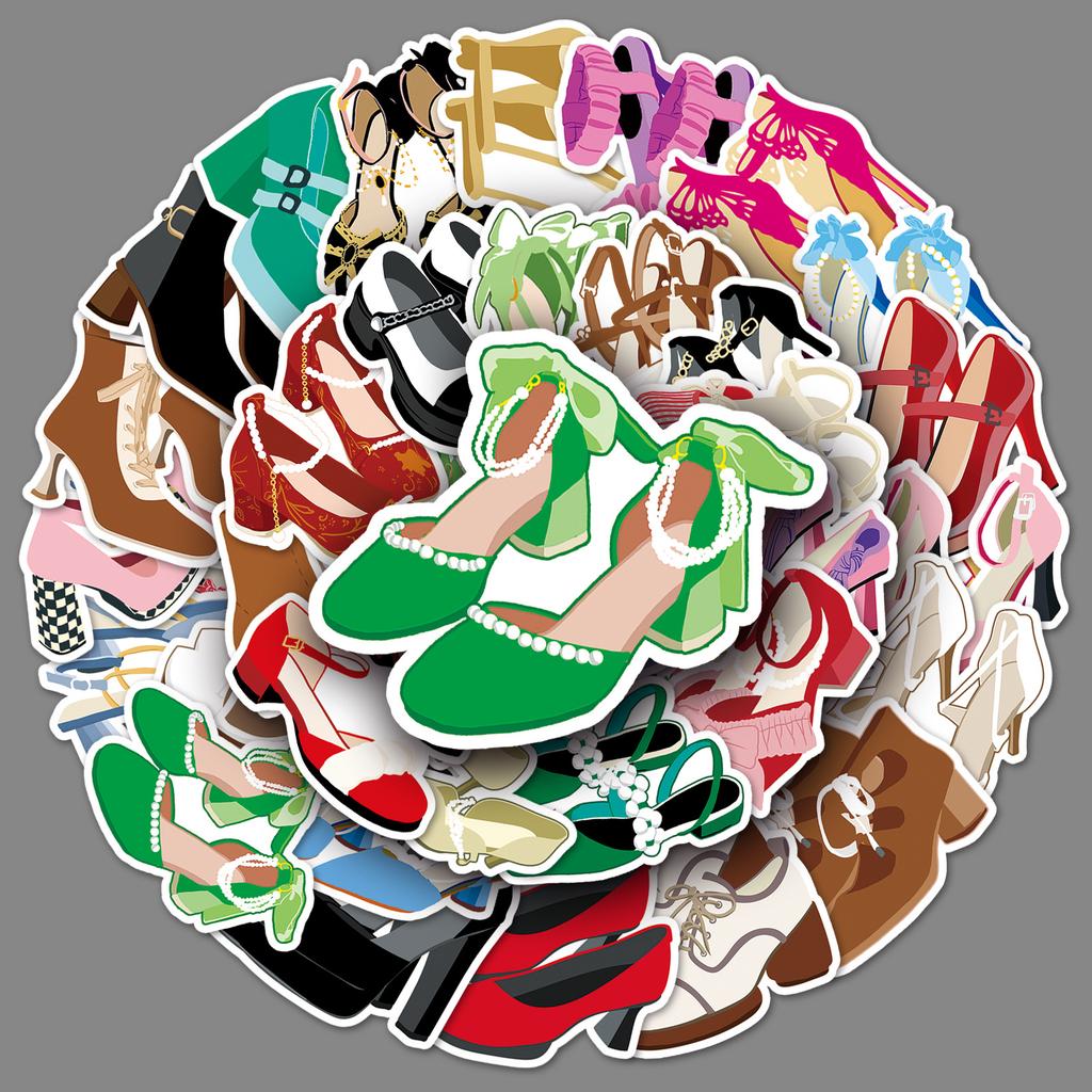 50 Buty na wysokim obcasie Doodle Osobowość Dziewczyna Serce Guka DIY Etui na telefon komórkowy Naklejka na walizkę Wodoodporna