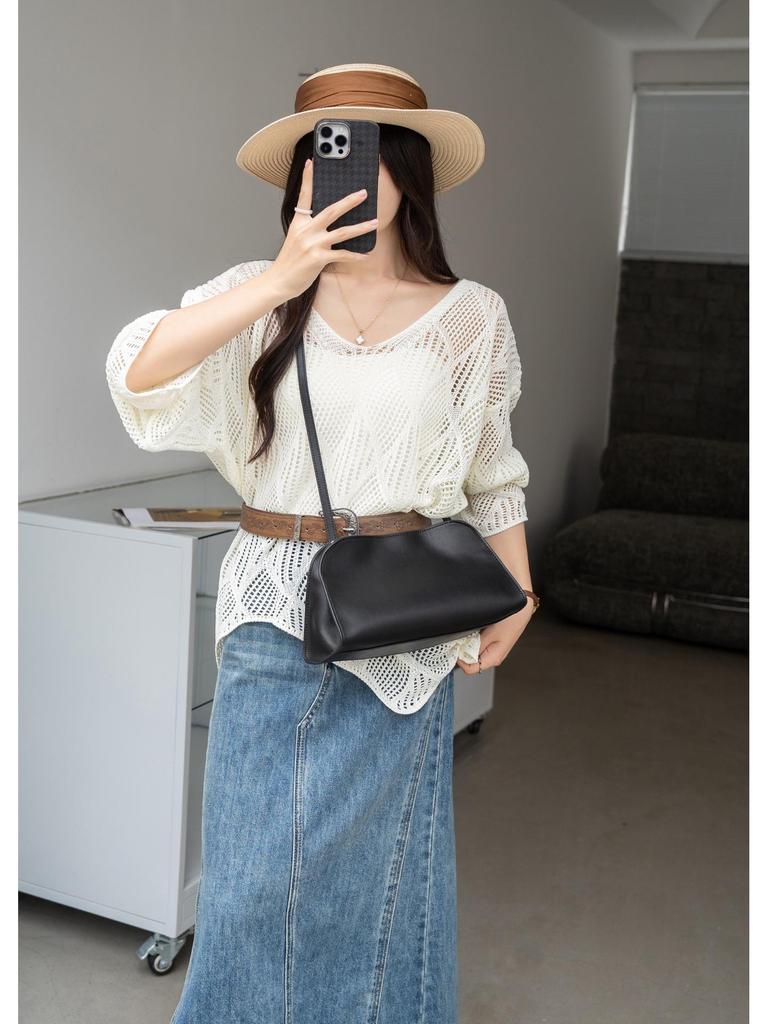 The Row Peggy Cowhide Clutch: 2025 Women's Large-Capacity Shoulder Bag