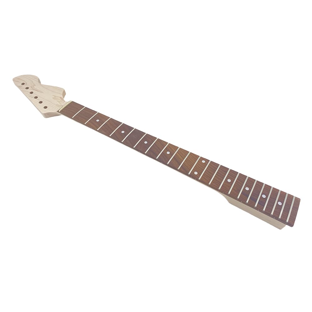 Vetimobato Maple Electric Guitar Neck 22 Frets 27 Inch Unfinished Replacement Part Maple Rosewood Fretboard Bolt-On Dot Inlay