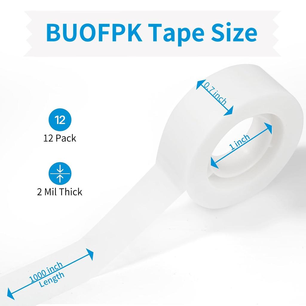 Invisible Tape,12 Rolls Tape Refills Bulk, Writable Tape 3/4 X 1000 Inches, Matte Transparent Tape for Dispenser, School Office Home Supplies for