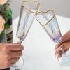 Fashion Golden Rimmed Heart Shaped Glass Goblet Durable Wine Drinking Glass For Home Party Club