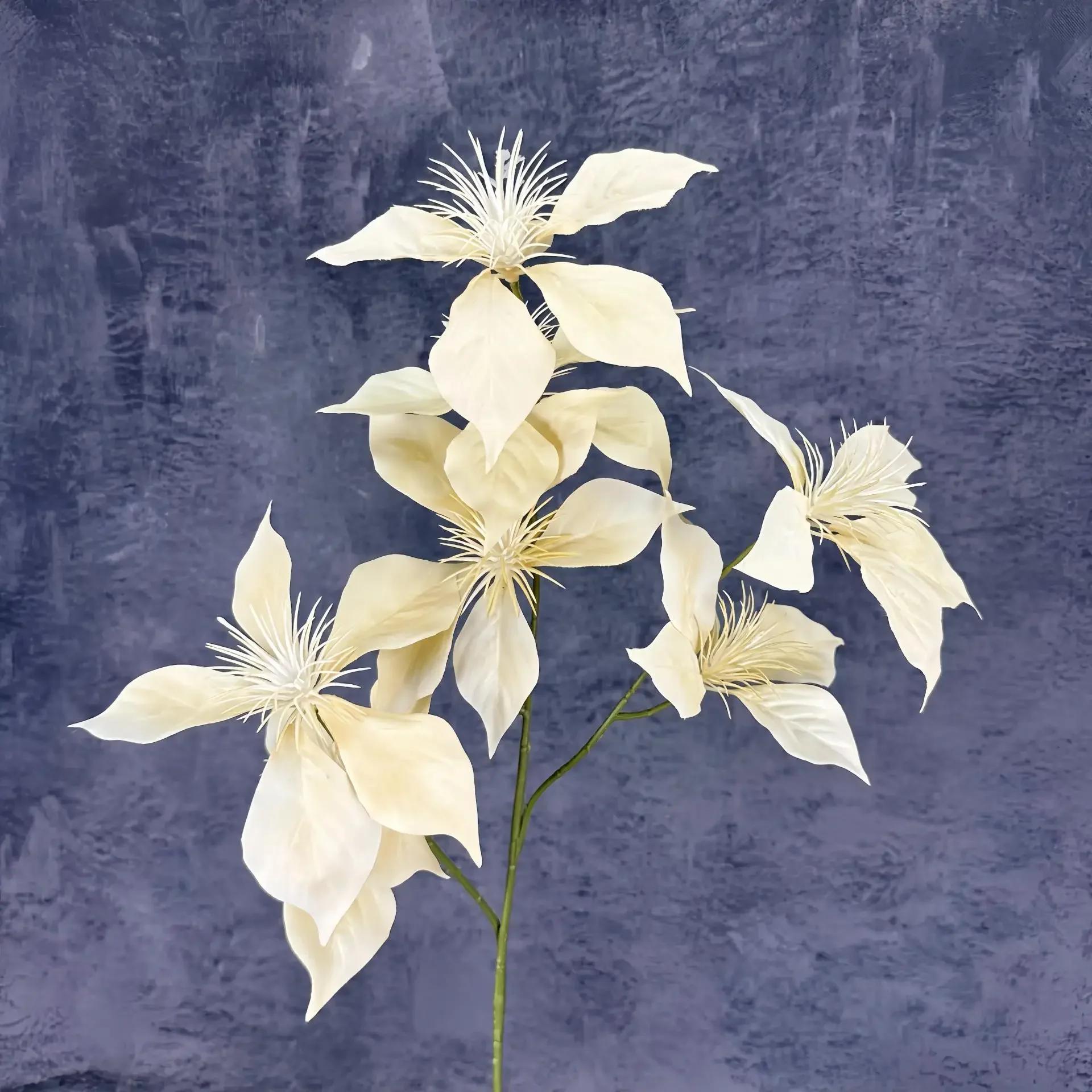 

5Pcs Artificial 7head Christmas Flowers Silk Flower for Wedding Decor Floral Xmas Tree New Year Party Home Decoration Ornaments шампанського