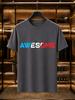 2026 New 100 Cotton Tshirt Tricolor Split Awesome Letter Print Minimalist Trend Casual Short Sleeve
