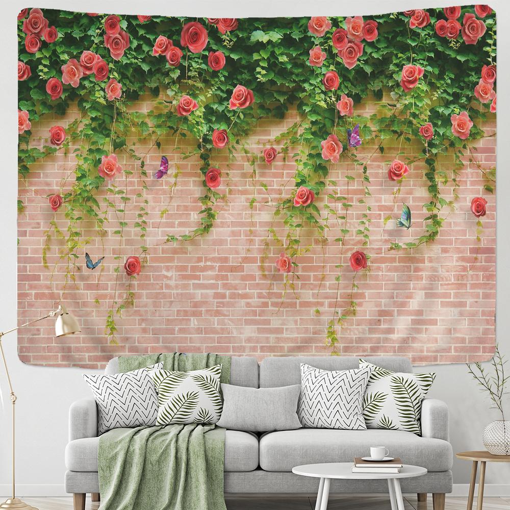 Plant On Wood Board Wall Tapestry Wall Hanging Farmhouse Decor Large Size Tapestry Hippie Boho Wall Tapestries Mandala Fabric