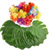 12Pcs Hawaii Artificial Palm Leaf Turtle Back Leaf Jungle Beach Theme Party Flower Arrangement Mat Accessories Cup Mat